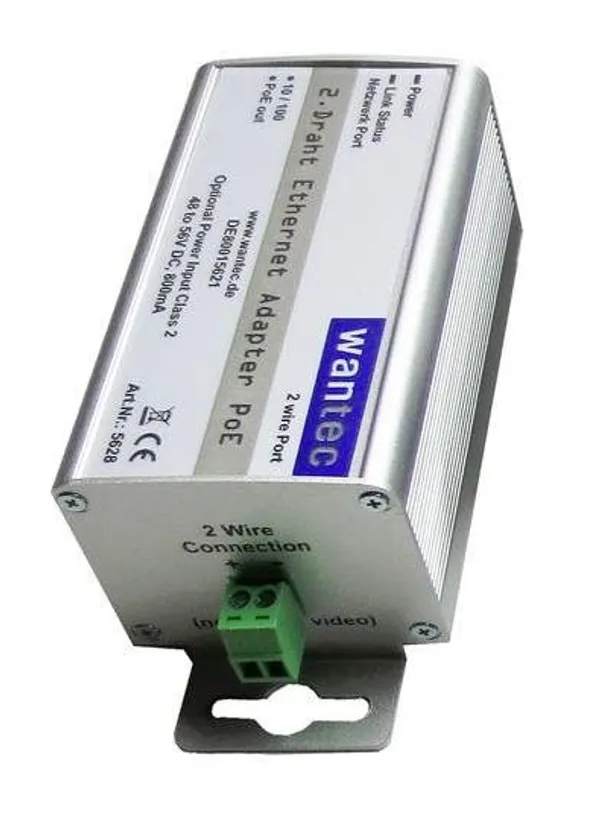 Wantec Netzwerkadapter 2wIP 2 Draht 10/100 PoE Schraubkl.