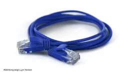 Blaues Wantec UTP-Patchkabel CAT6a 1,50 m mit 2,8 mm Durchmesser, aufgewickelt mit zwei RJ45-Steckern aus transparentem Blaues Wantec UTP-Patchkabel CAT6a 1,50 m mit 2,8 mm Durchmesser, aufgewickelt mit zwei RJ45-Steckern aus transparentem