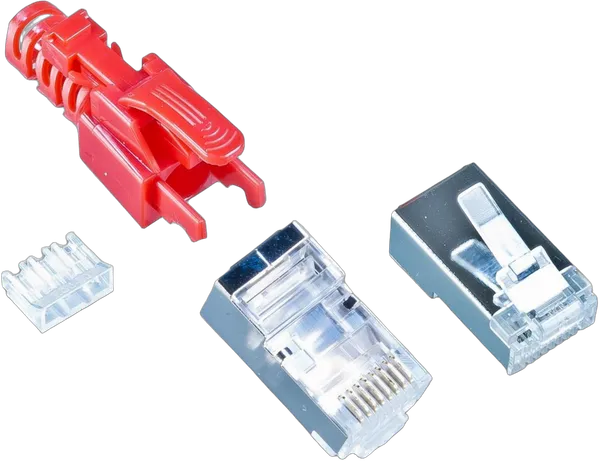 RJ45 KAT6A Securelock Stecker inkl. Knickschutztülle, rot, 10-Pack