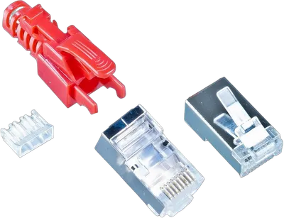 RJ45 KAT6A Securelock Stecker inkl. Knickschutztülle, rot, 10-Pack