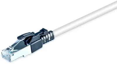 Wirewin KAT6A Securelock Patchkabel, S/FTP, LSOH, grau mit schwarzem Stecker