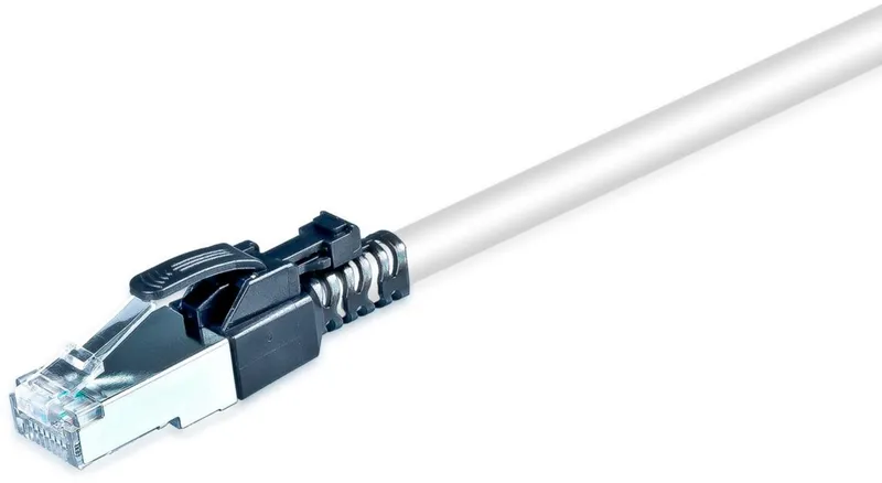 Wirewin KAT6A Securelock Patchkabel, S/FTP, LSOH, grau mit schwarzem Stecker