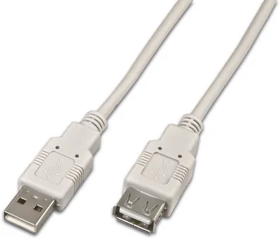 USB 2.0 Kabel, A-Stecker/A-Buchse, grau