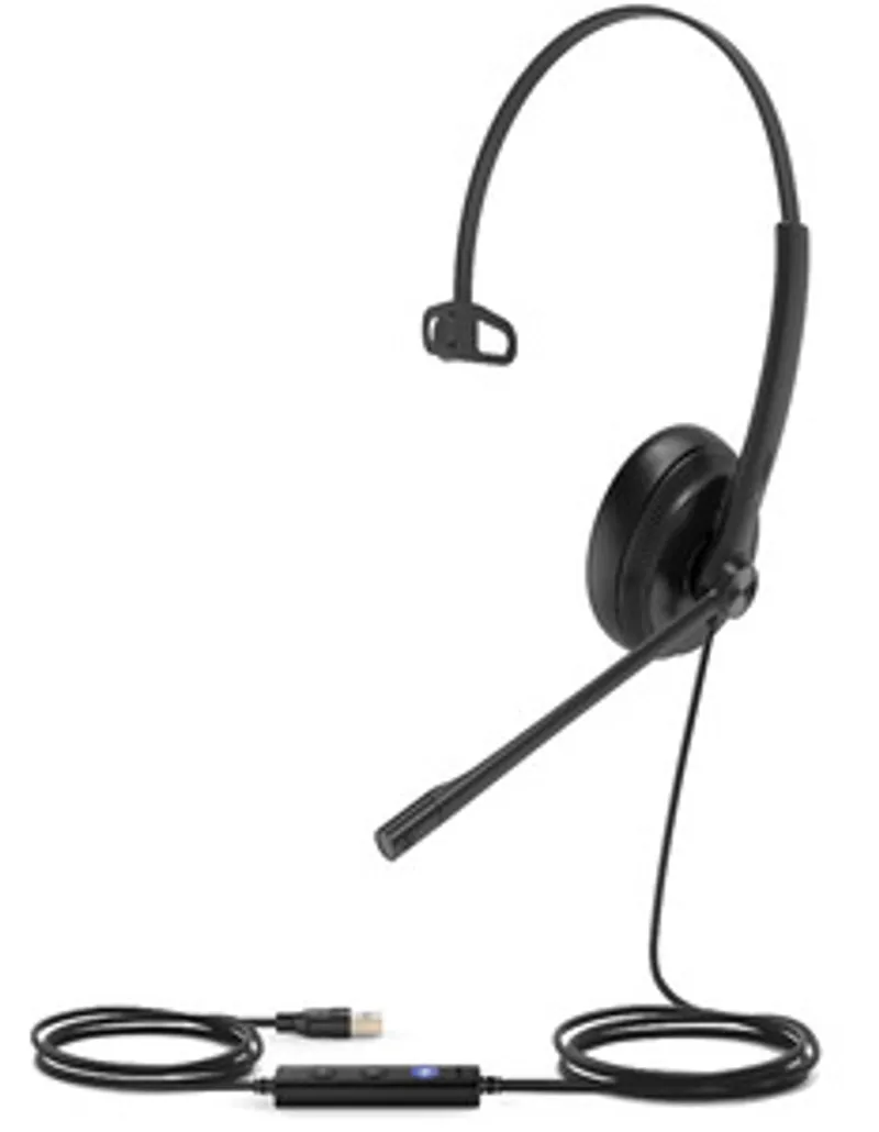 Yealink USB-Headset UH34 Lite Mono Teams in Schwarz mit Kopfbügel, Ohrpolster, Mikrofonarm und USB-A-Anschluss inklusive