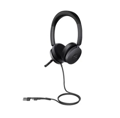 Yealink Headset UH48 Dual UC USB-C/A, black over-ear headset with padded headband and circular ear cups featuring logo,