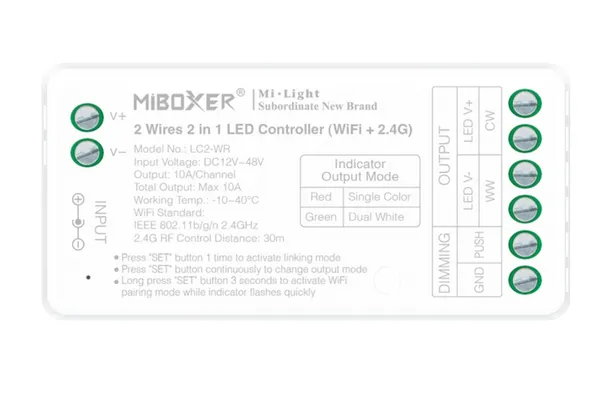 Synergy 21 LED Controller single+CCT(dual white) (2 wires) wifi+2,4G *Milight/Miboxer*