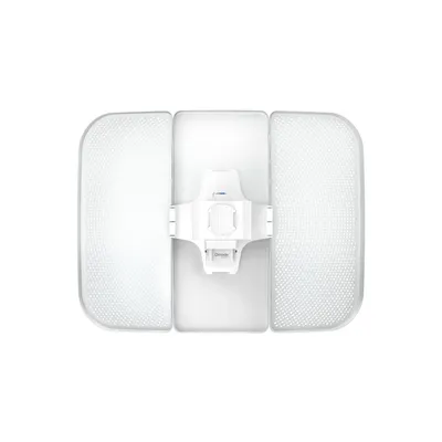 Punto de acceso inalámbrico TP-Link Omada WL-AP Beam Bridge 5 UR KIT con diseño blanco y rejilla perforada, montado en Punto de acceso inalámbrico TP-Link Omada WL-AP Beam Bridge 5 UR KIT con diseño blanco y rejilla perforada, montado en