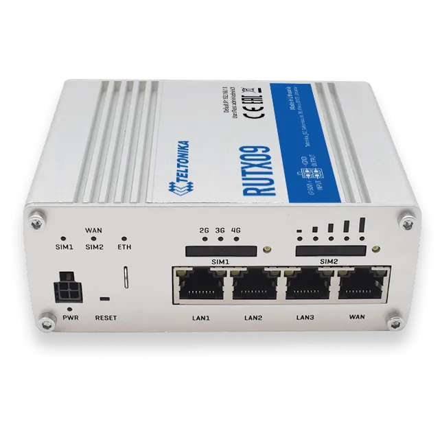 Teltonika · Router · RUTX09 · Industrial LTE Modem Router Cat6 "ONLY LAN" 300Mbps Down/42Mbps UP Teltonika · Router · RUTX09 · Industrial LTE Modem Router Cat6 "ONLY LAN" 300Mbps Down/42Mbps UP