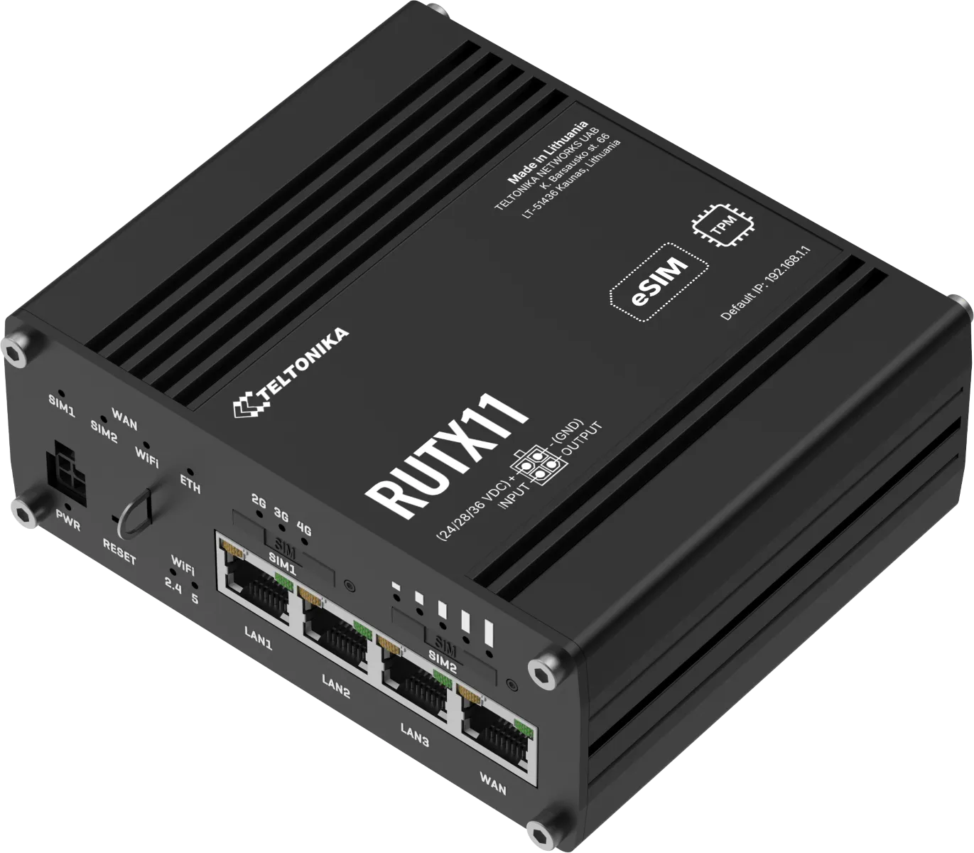Teltonika · Router · RUTX11 · LTE CAT6 Router WLAN, Dual Band WiFi (Wave-2 802.11ac), 4x Gigabit LAN Port, Bluetooth, 2 SIM, USB, GNSS, M2M