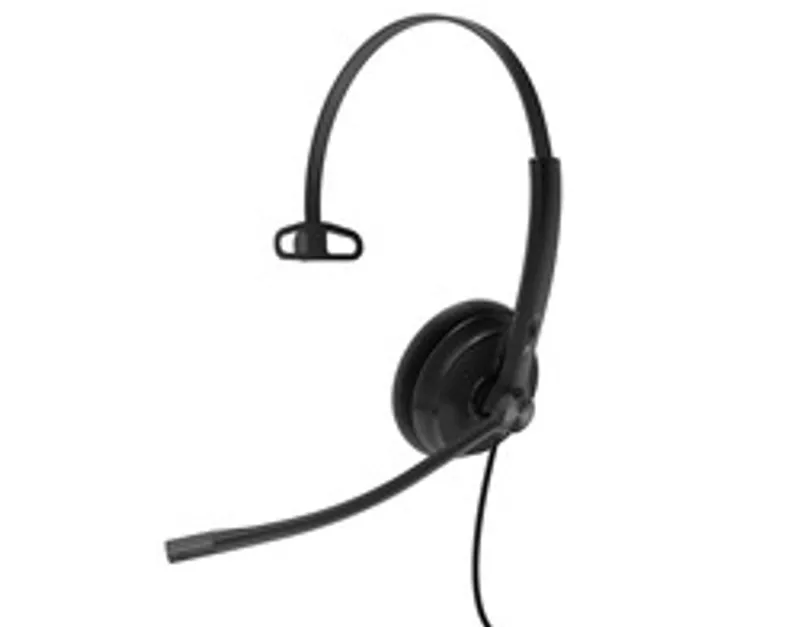 Yealink Headset UH 34 Lite Mono Teams USB-C/A, visibile in profilo laterale con fascia curva e microfono flessibile, su