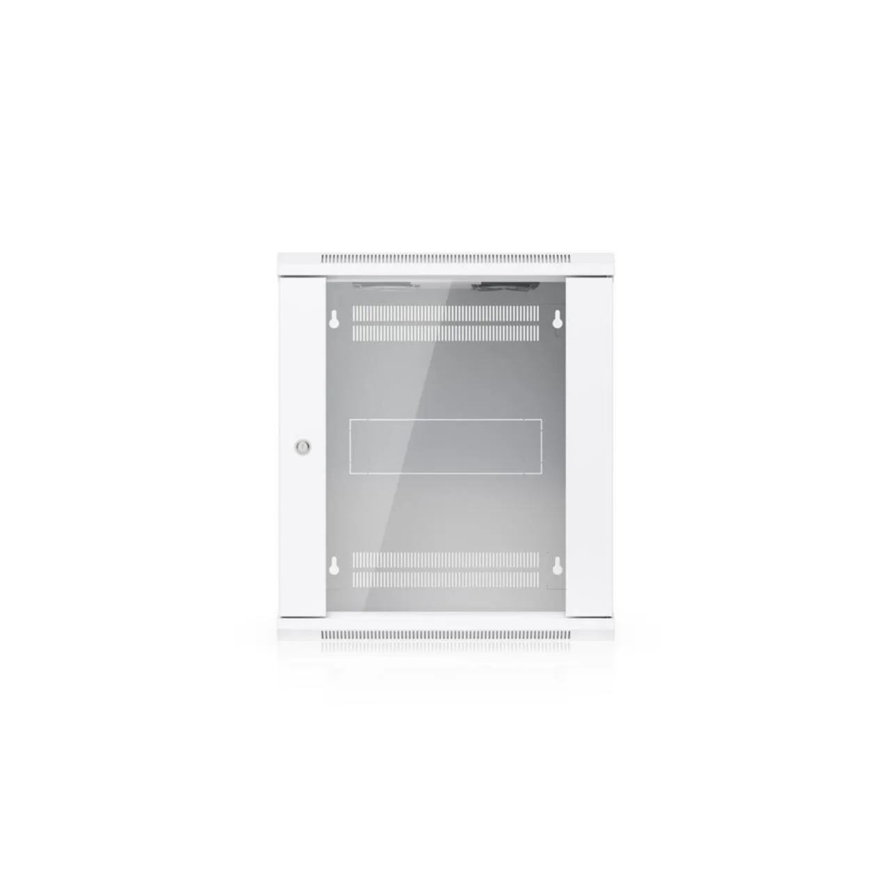 Сетевой шкаф Ubiquiti UACC-Rack-12U-Wall-450-G белого цвета с прозрачной стеклянной дверцей и замком для настенного монтажа